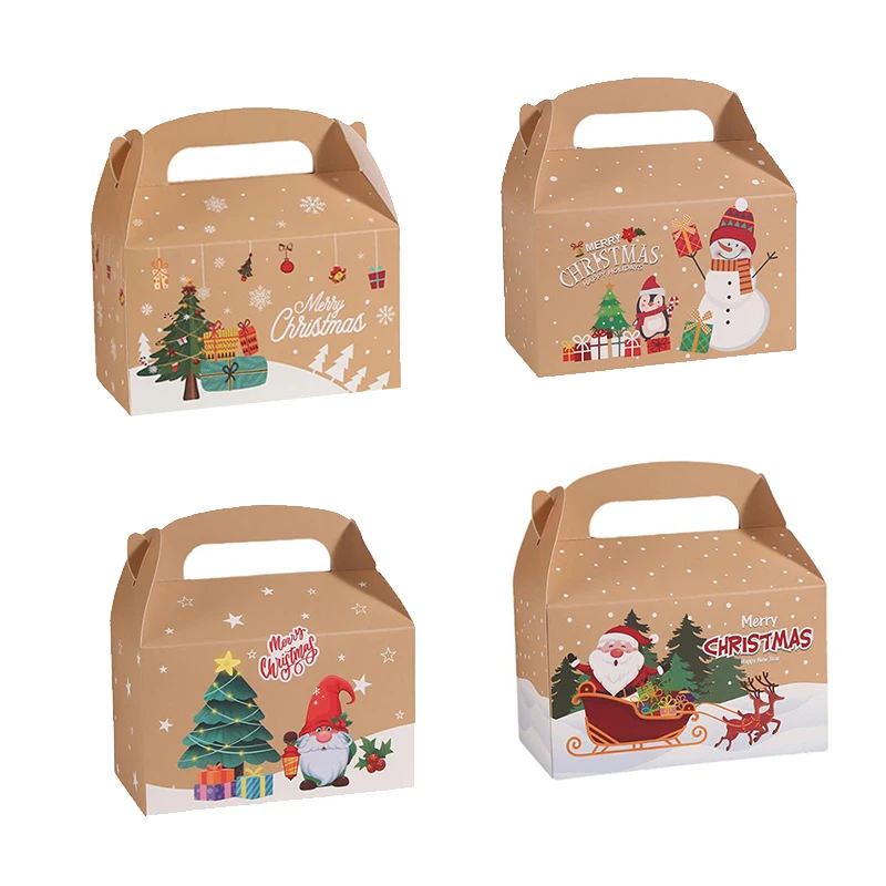 

12/24PCS Merry Christmas Candy Box Paper Gift Cookie Cake Treat Package Box Navidad Natal Noel New Year Party Packing Supplies