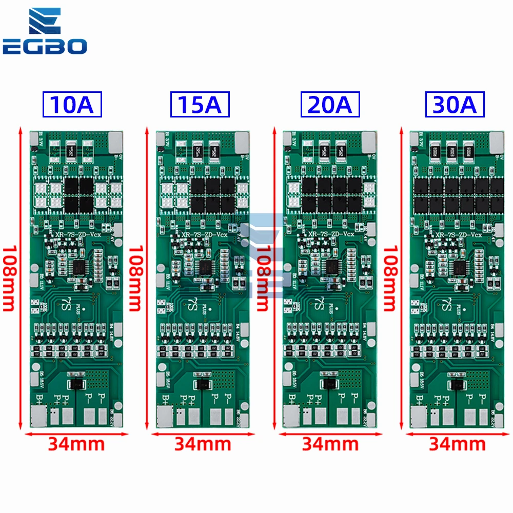 Литий-ионная печатная плата 7S 24 В 10 А 15 20 30 BMS с балансировкой