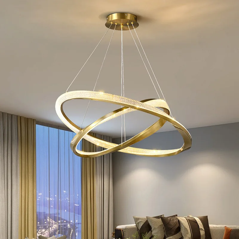 

Living Room Lamps Light Luxury Lamps Modern Minimalist Atmosphere Minimalist Circle Combination Hall Italian Ring Chandelier