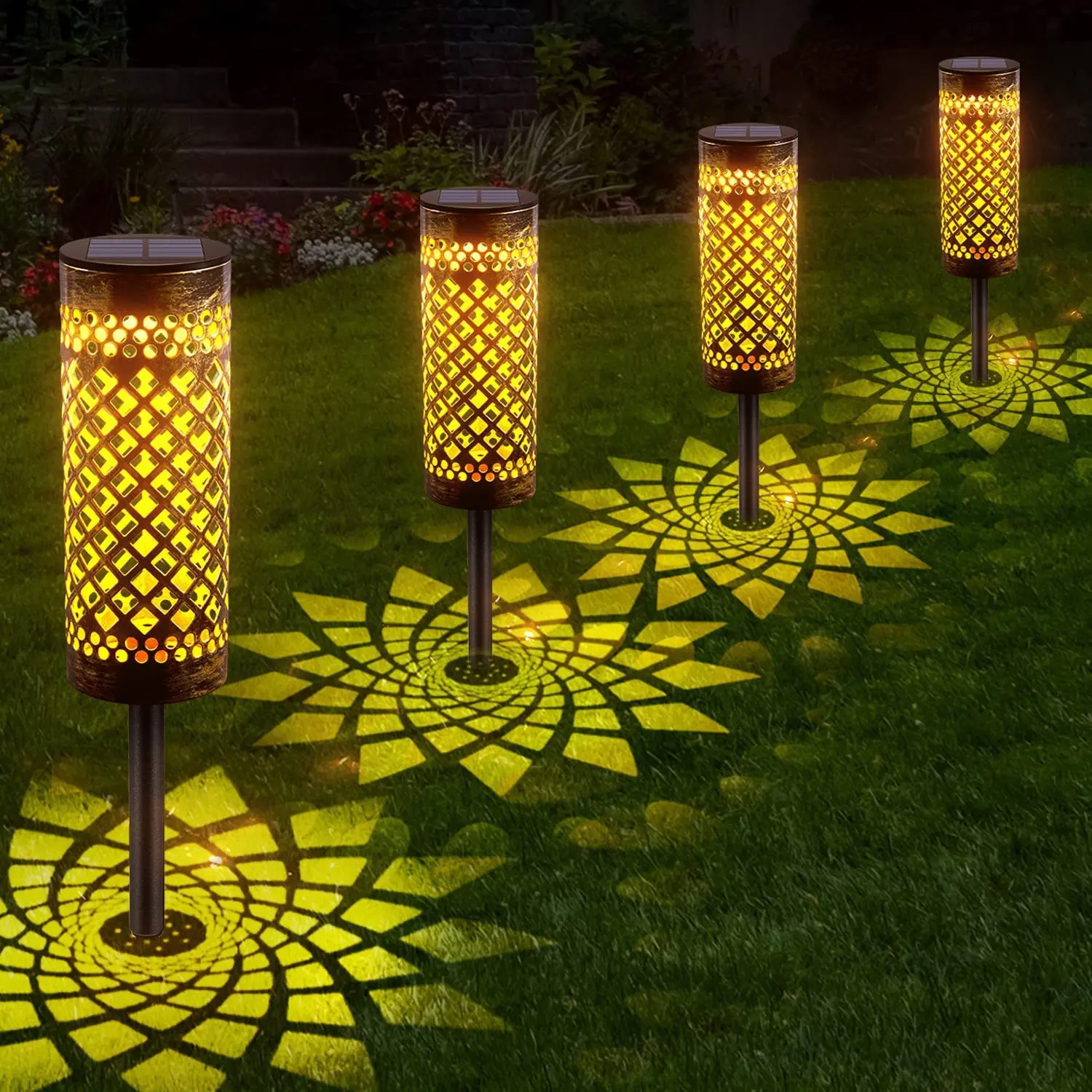 

New Outdoor Solar Iron Hollow Lawn Light Garden Decoration Waterproof Solar LED Garden Landscape Light