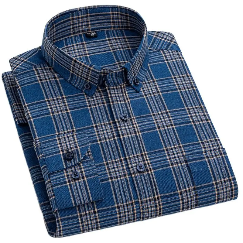High Quality 100% Cotton Plus Size 7xL 6xL 5xL Man Long Sleeve Shirt Fashion Plaid Casual Striped Dress Business Work Men Shirts