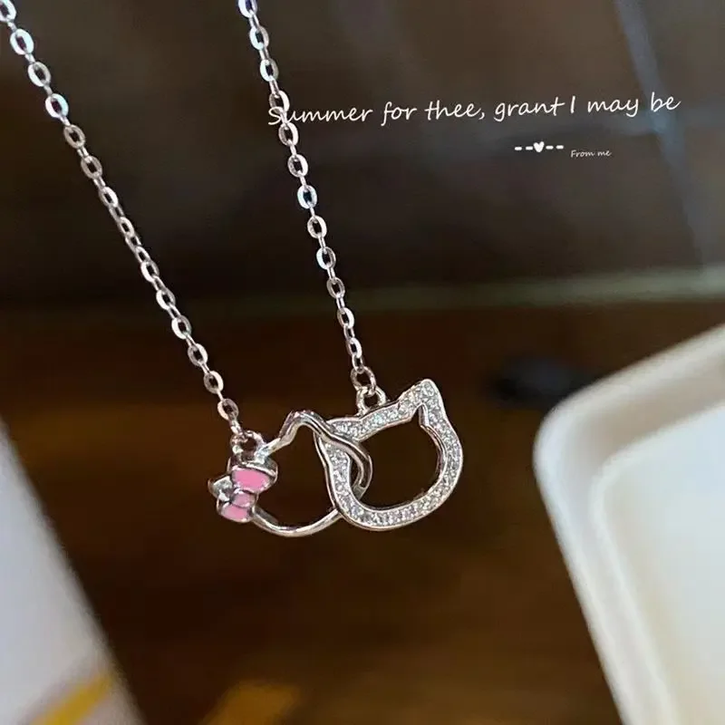 Sanrio Good Luck переплетенное ожерелье Hello Ktty для девочек двойное кольцо цепочка на