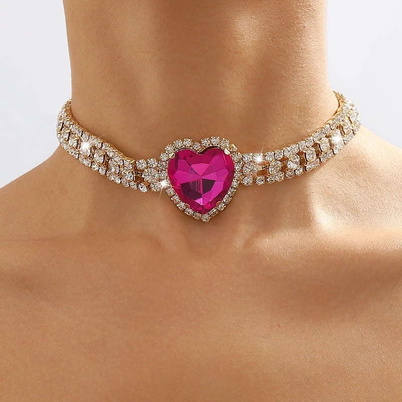 Купи Ailodo Multilayer Tennis Chain Big Crystal Heart Choker Necklace For Women Luxury Party Wedding Necklace Fashion Jewelry Gift за 239 рублей в магазине AliExpress