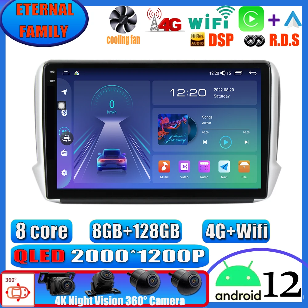 

Android 12 Car Stereo For Peugeot 2008 208 Series 2012-2018 Multimedia Stereo Car GPS Player Navigation GPS Radio No DVD RDS
