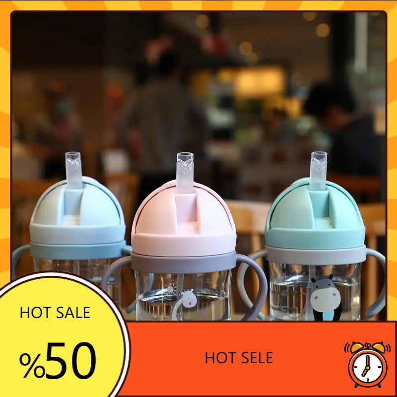 

250ml Baby Bottles Milk Water Dual-Use Bottle Drinking Cup Feeding Bottle With Straw Gravity Ball Wide-Caliber Kids Drinking Cup