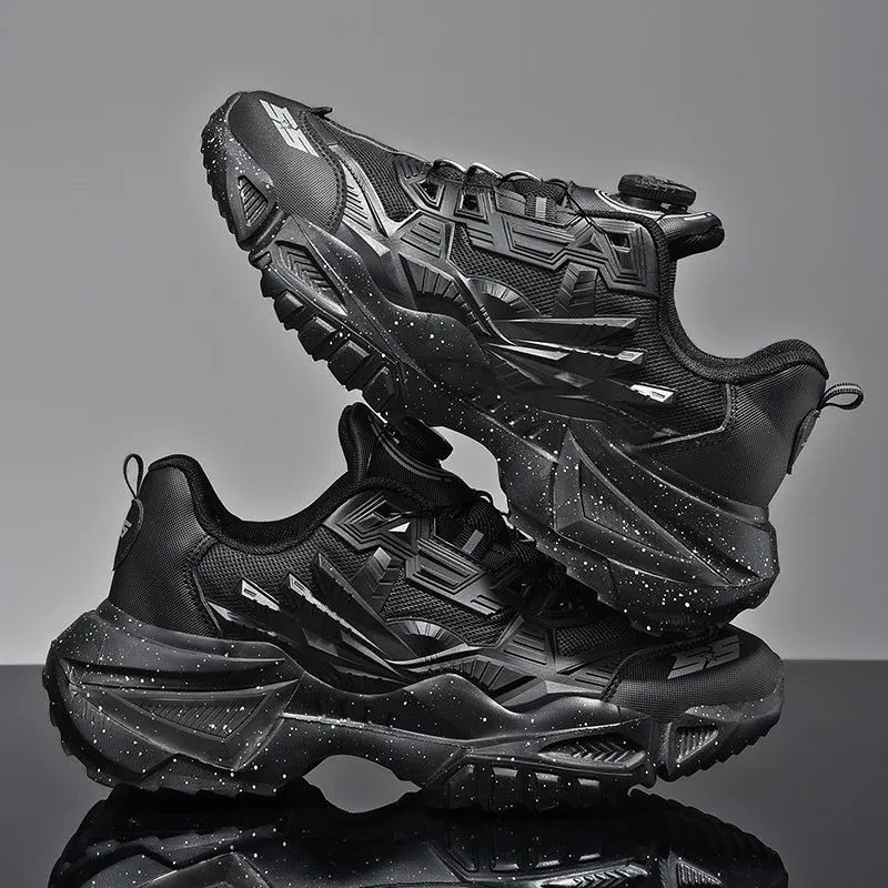 Кроссовки мужские сетчатые на толстой подошве с вращающейся пряжкой | Спорт и