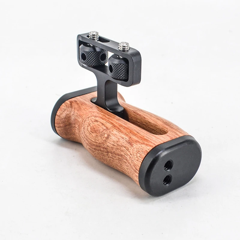 Wooden Hand Grip For Photo Expand Cage Wooden Handle Grip Cold Shoe For Mic Video Light