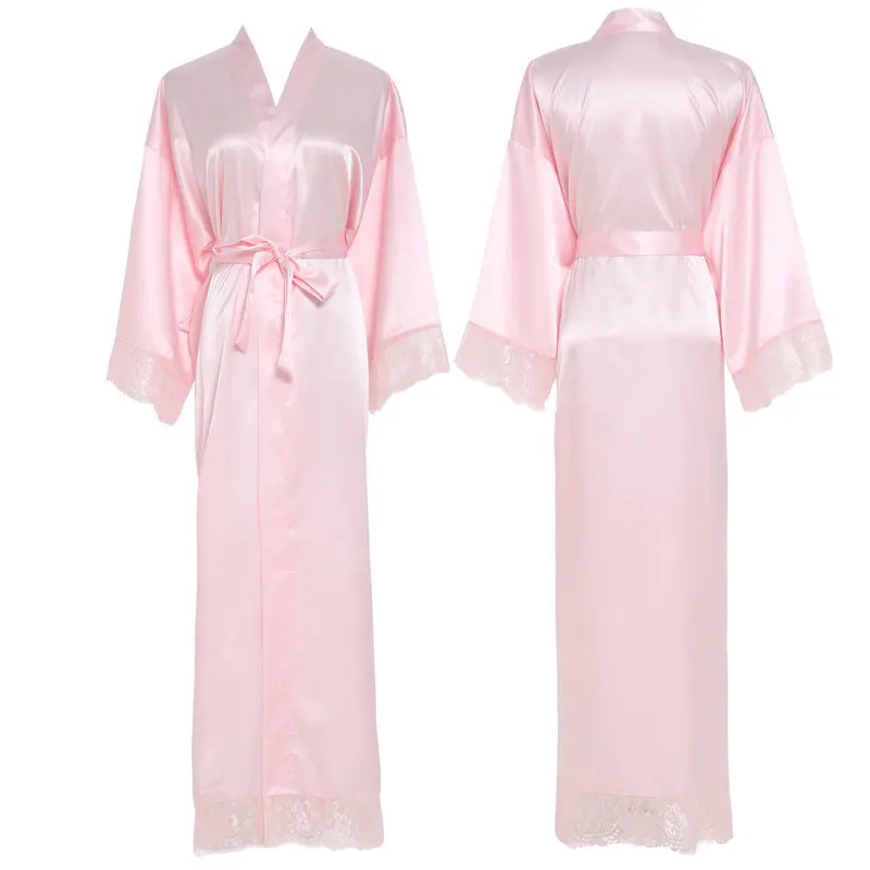 YUXINBRIDAL New Customize Silk Satin Lace Robes  Bridesmaid Bride Robes Wedding Long Robe Bathrobe Womens Robe  Lingerie Robe