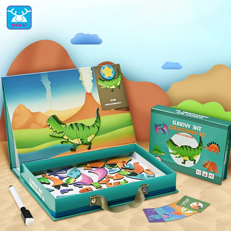 Детский Магнитный Многофункциональный Динозавр мир головоломка задняя доска