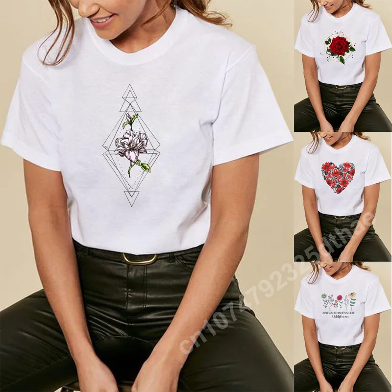 

Fashion Floral Style T-Shirts Trend 90s Female Clothes Women Short Sleeve Summer Graphic Tops Casual Female Oversized T Shirt