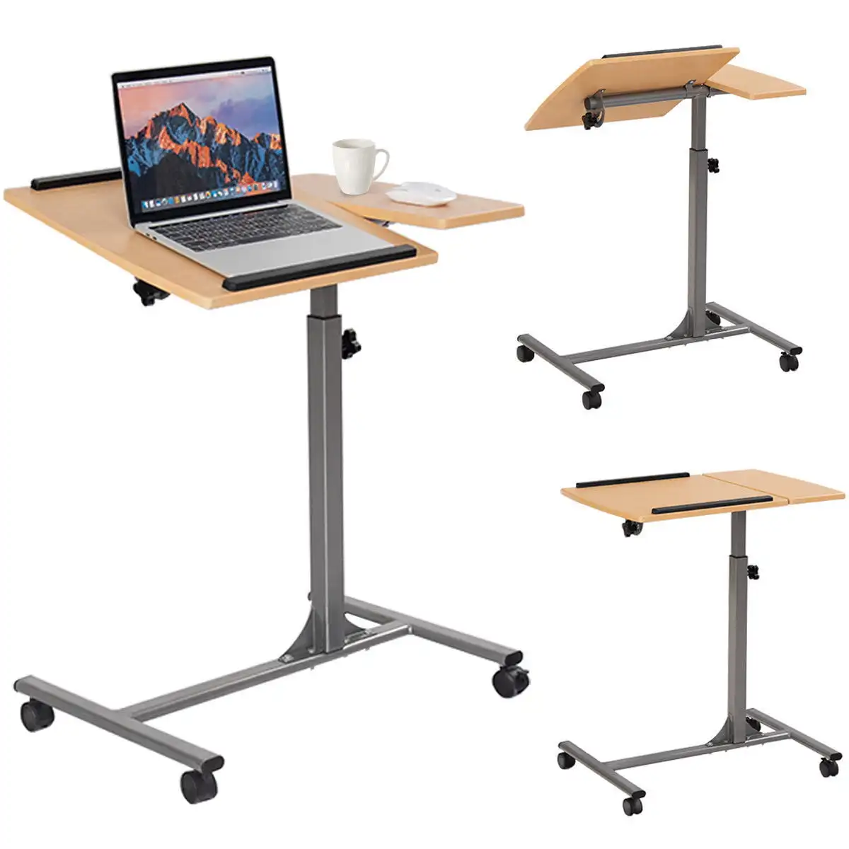 

1PC Adjustable Laptop Notebook Desk Table Stand Holder Swivel Home Office Wheel