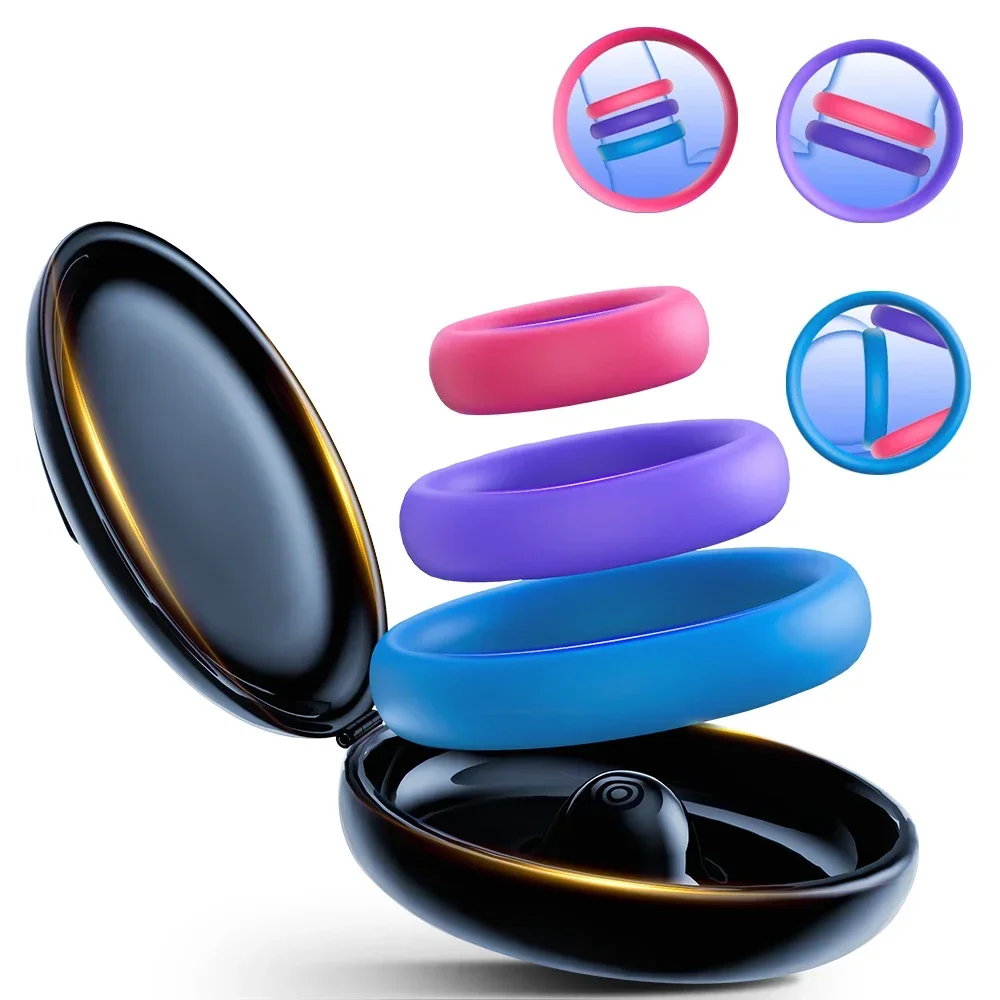 3Pcs Penis Ring For Men Dick Delayed Ejaculation Enhance Erection Cock Lasting Trainer Semen Lock Reusable Adult Sex Toys