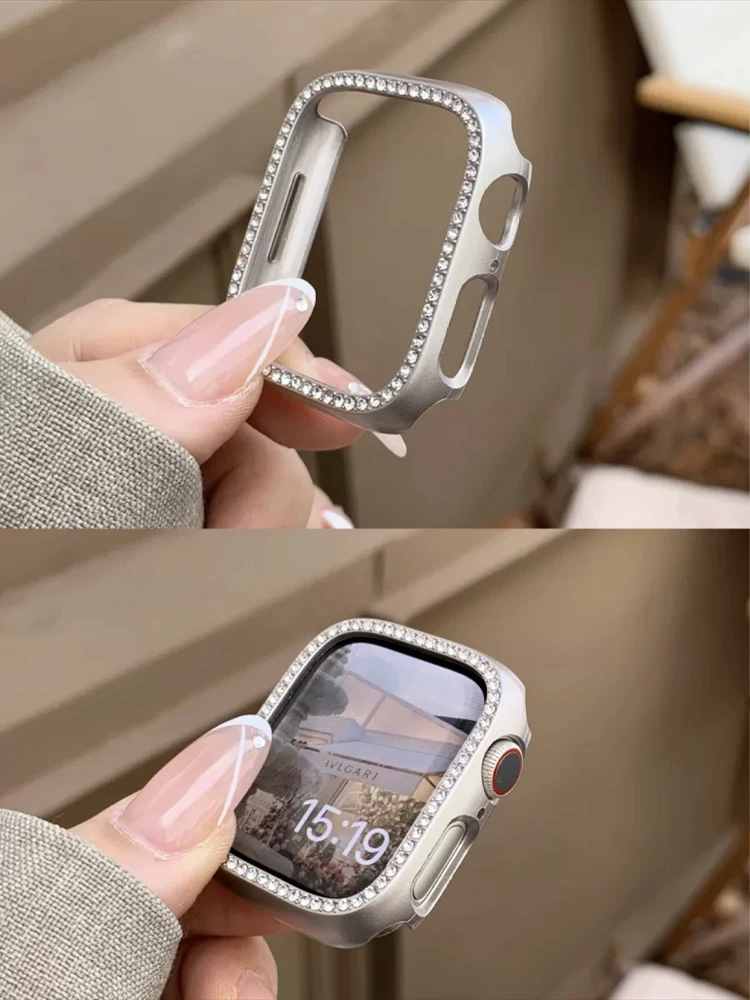 Women Star light Bumper Hard Case+Glass For Apple Watch 8 7 41mm 45mm Ultra 49mm PC Film Cover For iwatch 6 SE 5 4 38 40 42 44mm