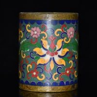 4 tibetan temple collection old bronze cloisonne enamel rich flowers pen holder office ornament town house exorcism