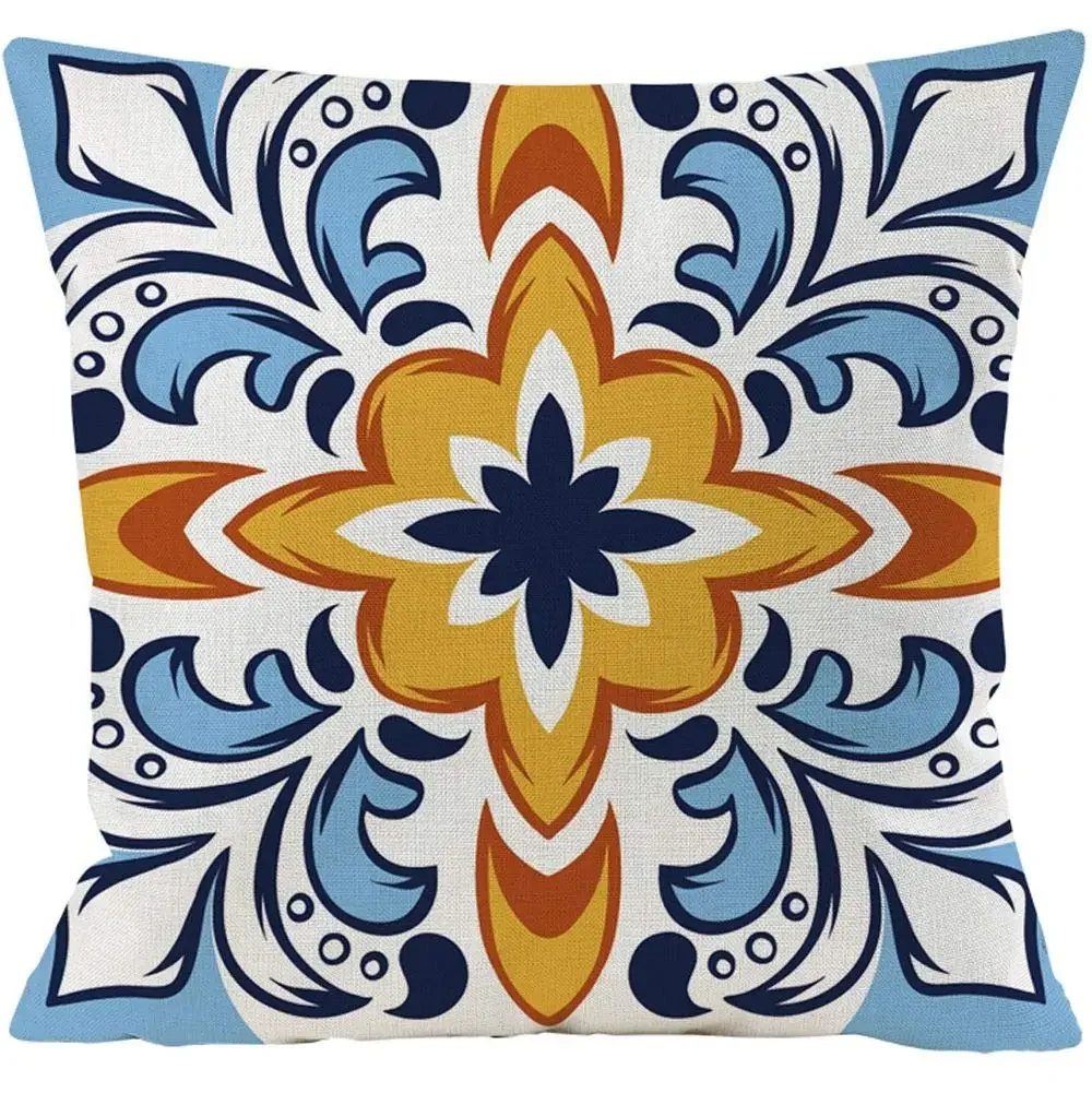 Итальянская короткая плюшевая наволочка с принтом плитки декоративная для