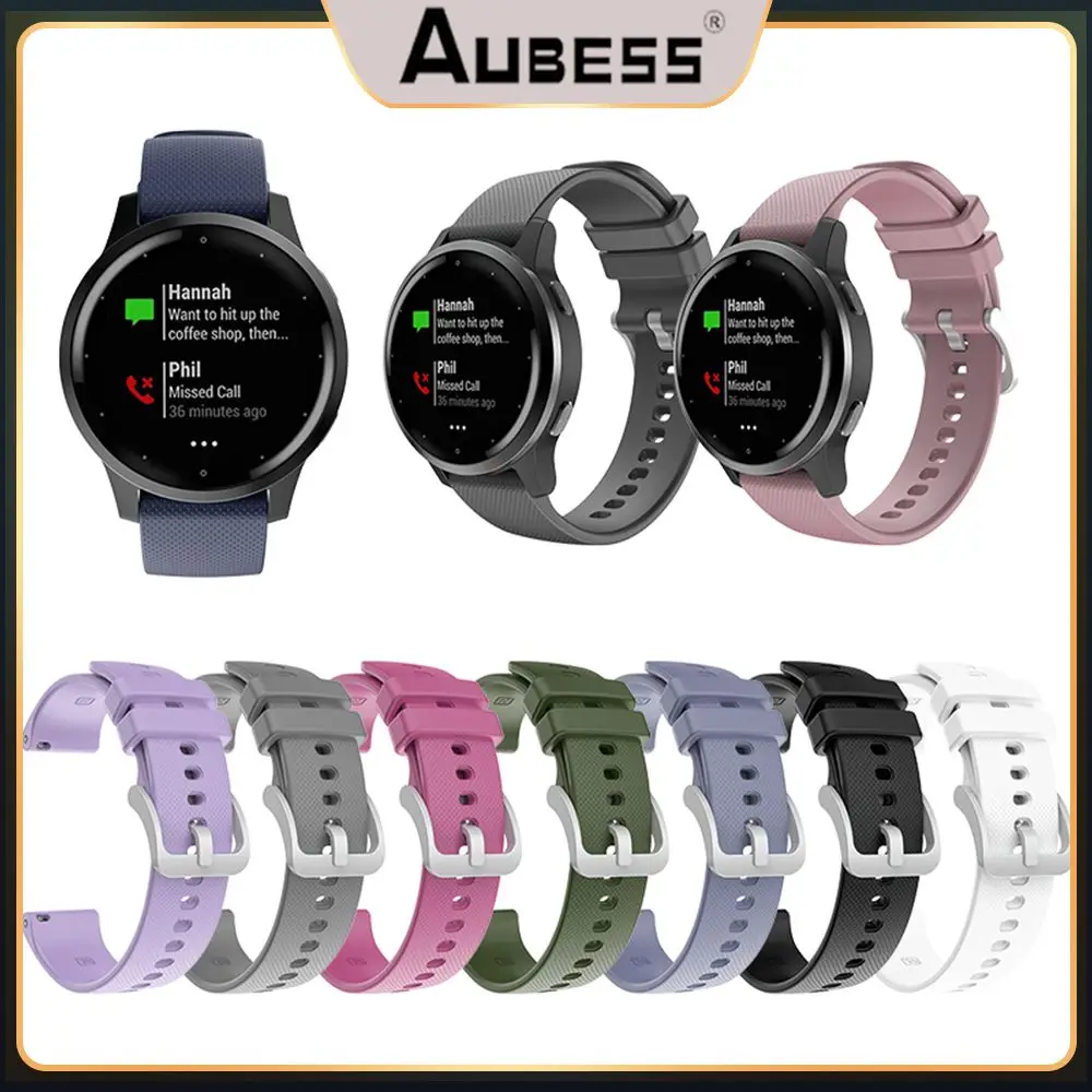 

Smart Accessories Watchband Thicken Silicone Silver Buckle Strap 20mm Soft Replacement Strap For Garmin Vivomove3