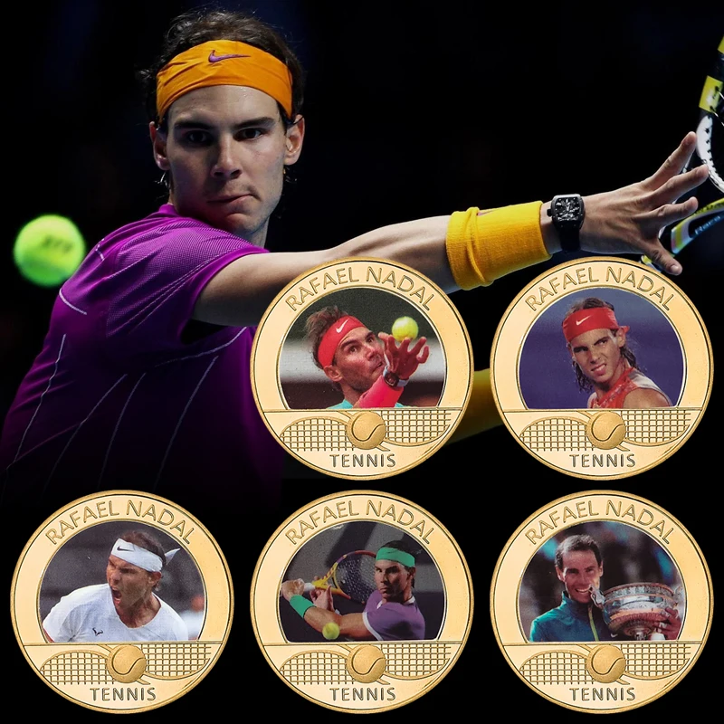 

Tennis Player Gold Commemorative Coins /w Gift Box King of The Red Earth Challenge Medal Coin Collectible Souvenir Gift for Fans