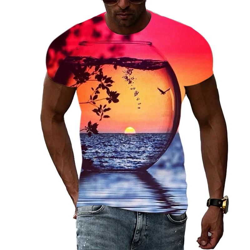 

Summer Flame Goblet T-shirt 3D Printed Men Women Personality Fashion Style Tops Tees Fitness Short Sleeve Clothing Boys