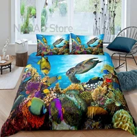 sea turtle duvet cover set ocean nautical comforter cover hawaii beach bedding set sea animal coastal quilt cover 2 pillowcases