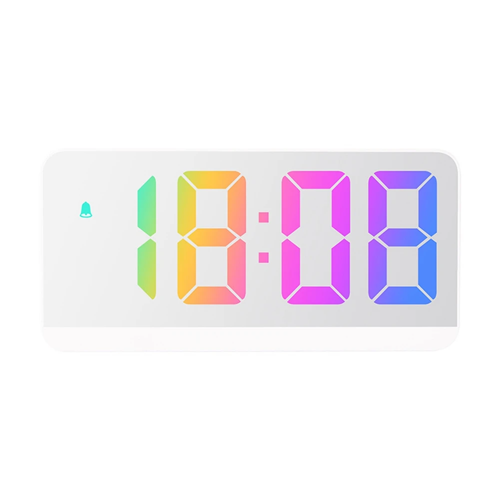 Voice Control Teperature Date Snooze Night Mode Table Clock 12/24h Function At Night Led Clock,white