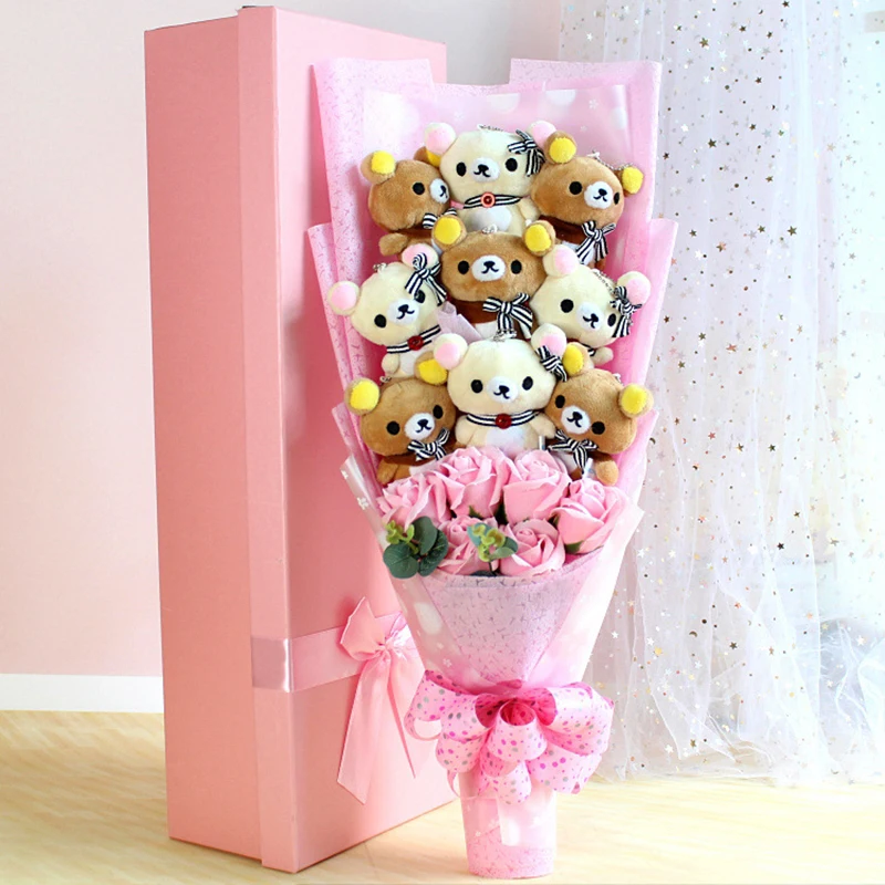 

Teddy Bear Stuffed Animal Plush Toy Rilakkuma Bear Flower Bouquet Gift Box Graduation Birthday Valentine's Day Christmas Gifts