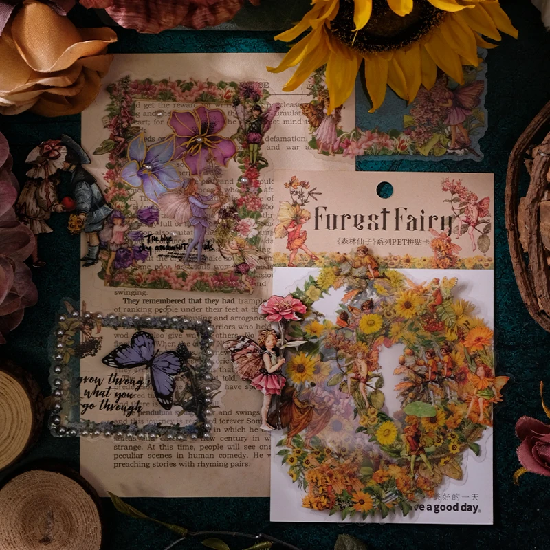 

10pcs/pack Frame Sticker PET Flowers Deco for Scrapbooking Custom Label School Supplies Kids Stationery Planner Stickers