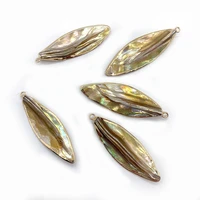 natural seawater shell pendants gold color carving leaf shaped jewelry for diy making necklace earrings shell charms accessories