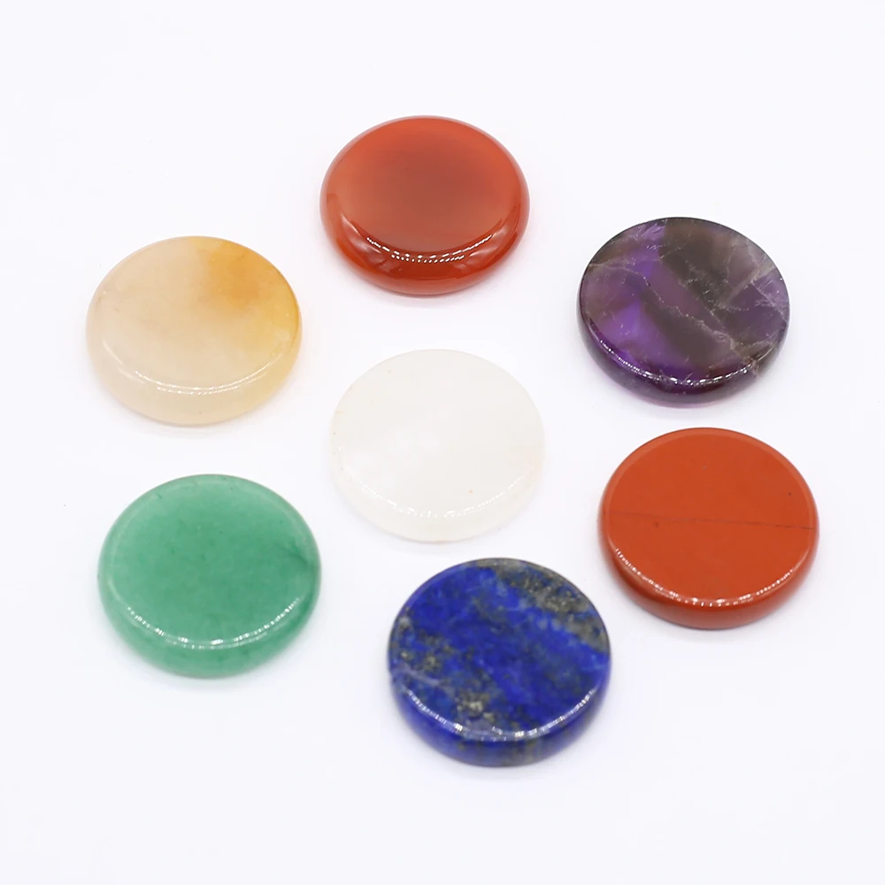 

7pcs Chakra Natural Stone Beads Round Polished Palm Crystal Reiki Healing Divination Stones DIY Jewelry Making Pendant Runestone