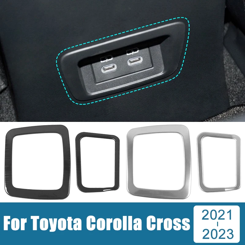 

Car Accessories For Toyota Corolla Cross XG10 2021 2022 2023 Stainless Rear Air Conditioning Vent Outlet USB Frame Cover Sticker