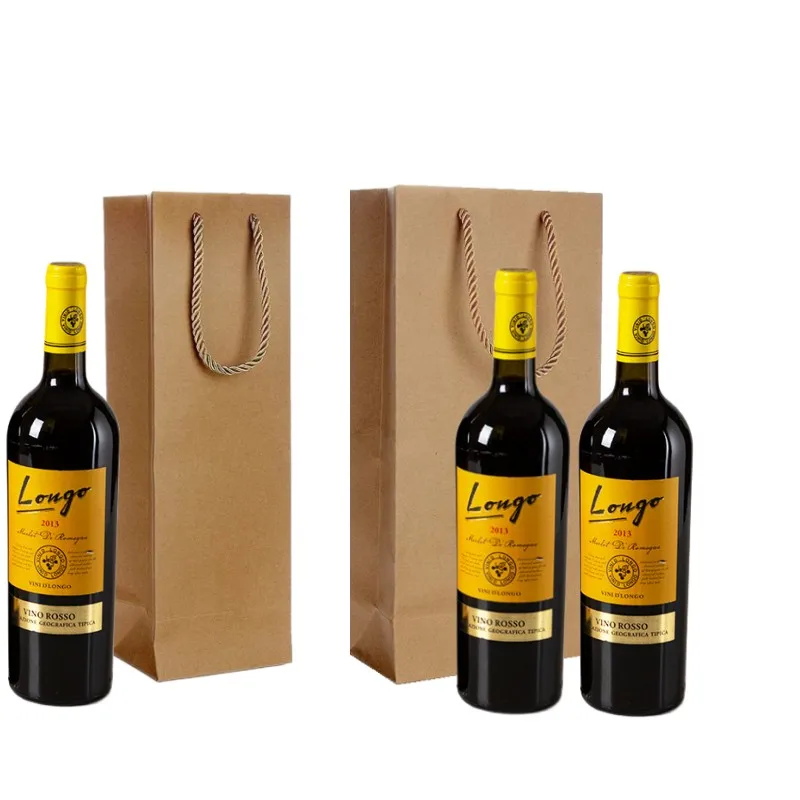 Kraft Paper Red Wine Hand Bag Wine Drinks Packing Bag Storage Bag Single/double Bottle Paper Wine Bag Wine Bottle Packaging Bags