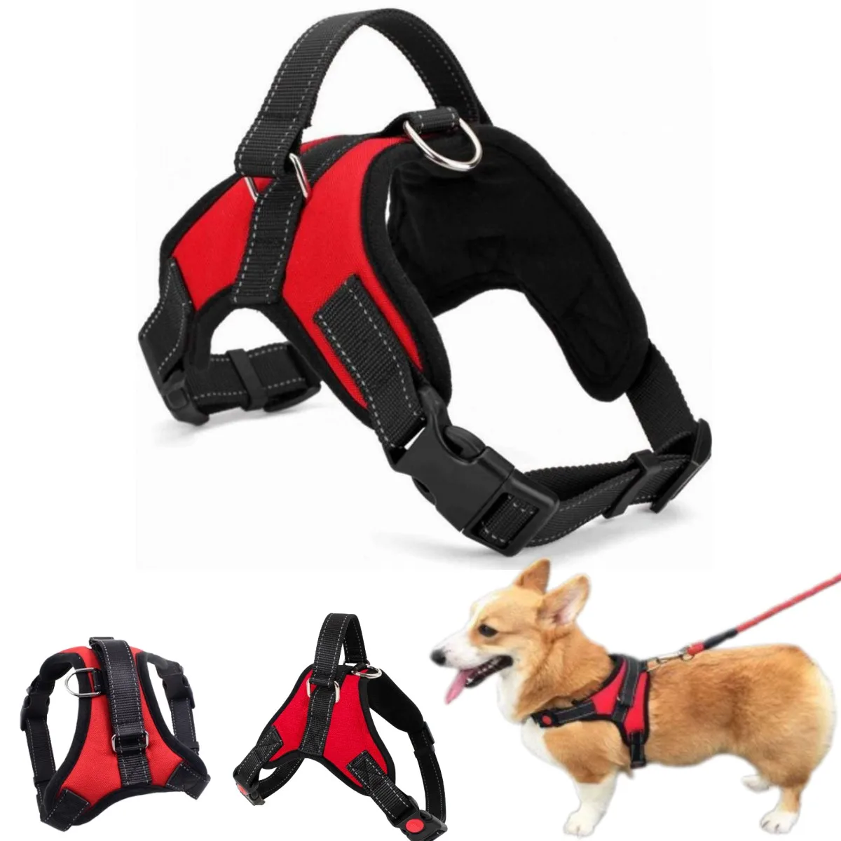 

Adjustable Pet Dog Harness Quick Release Vest Leash Puppy Harness Nylon Material Breathable Pets Harness for Dogs Outdoor Harnes