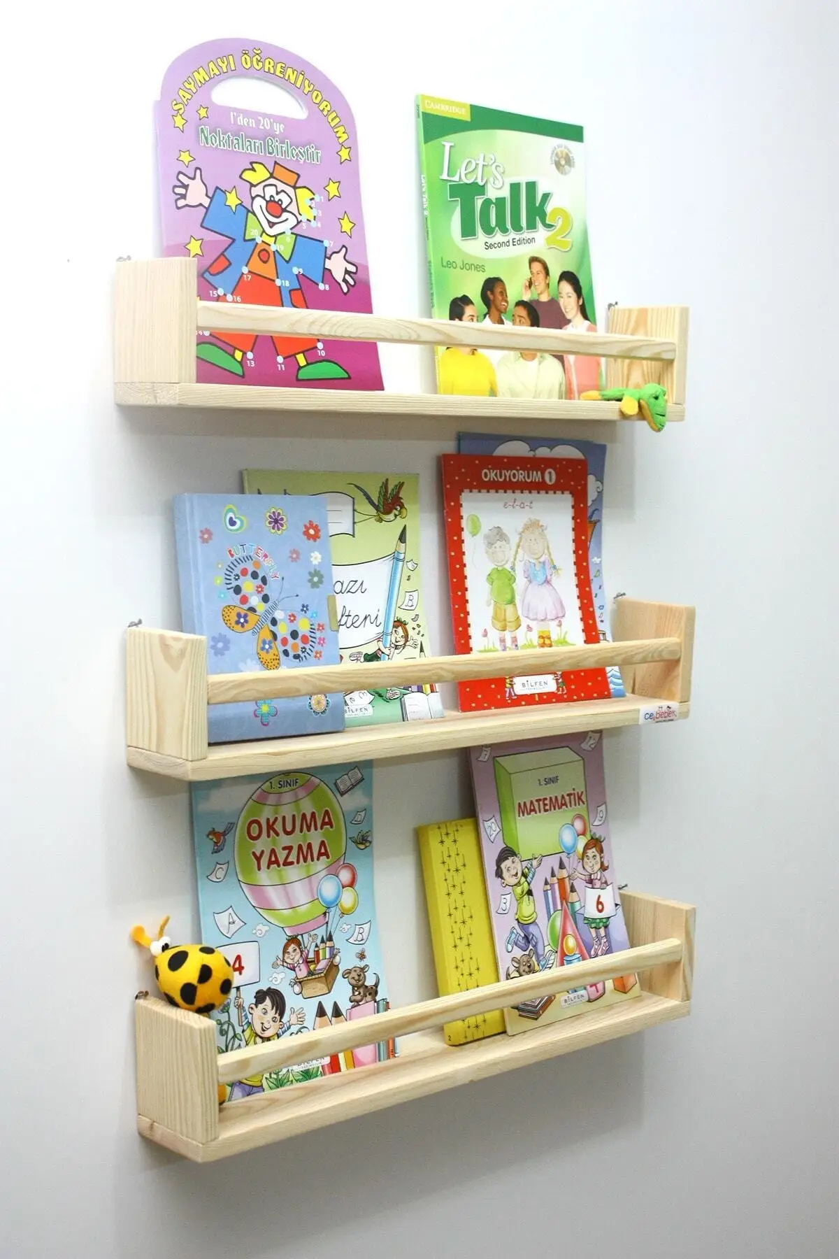 Big size long 3 pcs Montessori Bookshelf 60 cm Wall Rack Baby Kids Room Wooden Bookcase
