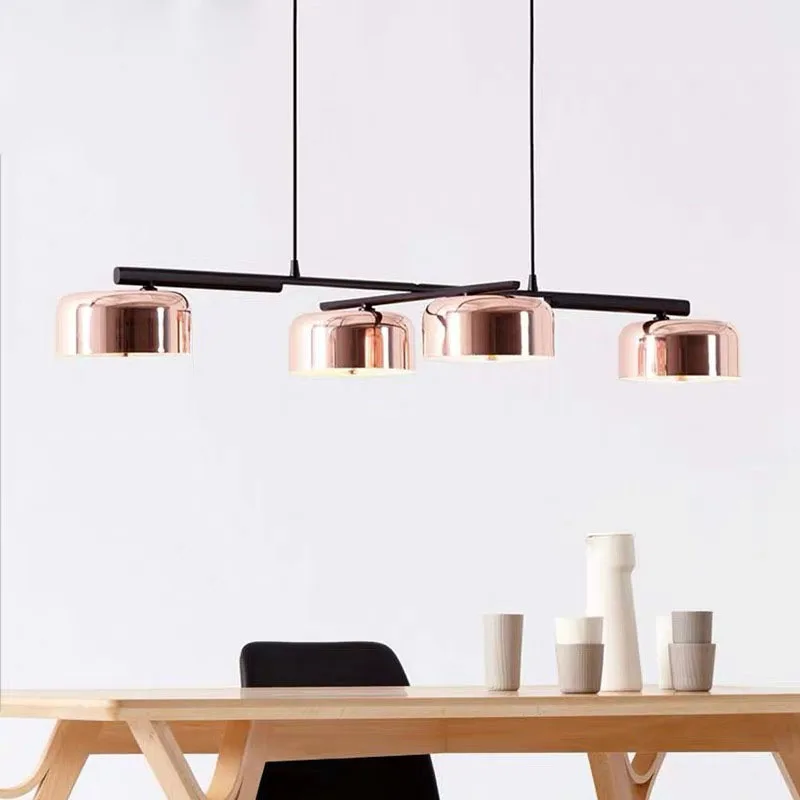 

Modern dining table long pendant lamp Nordic rose gold LED creative rotatable 110-220V pendant lamp