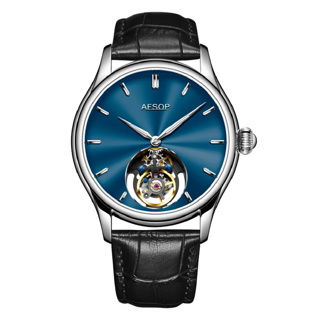 

AESOP Man Flying Tourbillon Mechanical Movement Skeleton Luxury Watch Sapphire Waterproof Wristwatches Men Steel Clock