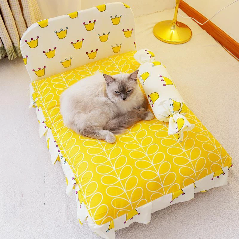 Crown Fleece Cute Pet Bed For Puppies Small Dogs Animal Girl Boy Four Seasons Indoor Cat Sofa Protect Cushion Chihuahua Yorkie