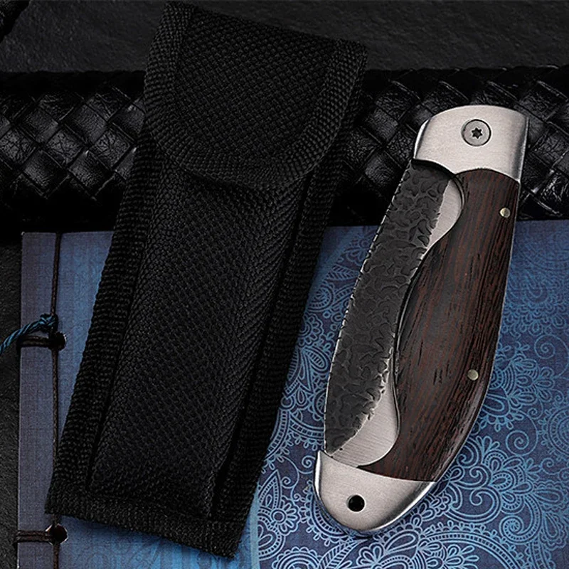 Карманный складной нож из дамасской стали 58HRC