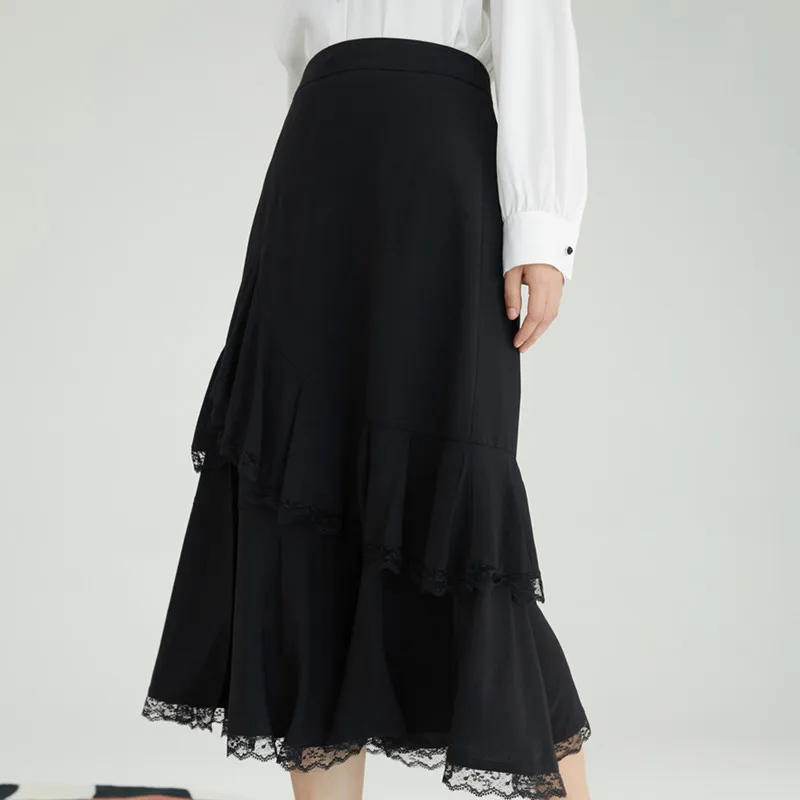 INMAN/весенне-летняя Милая женская юбка трапециевидной формы с разрезом длинные