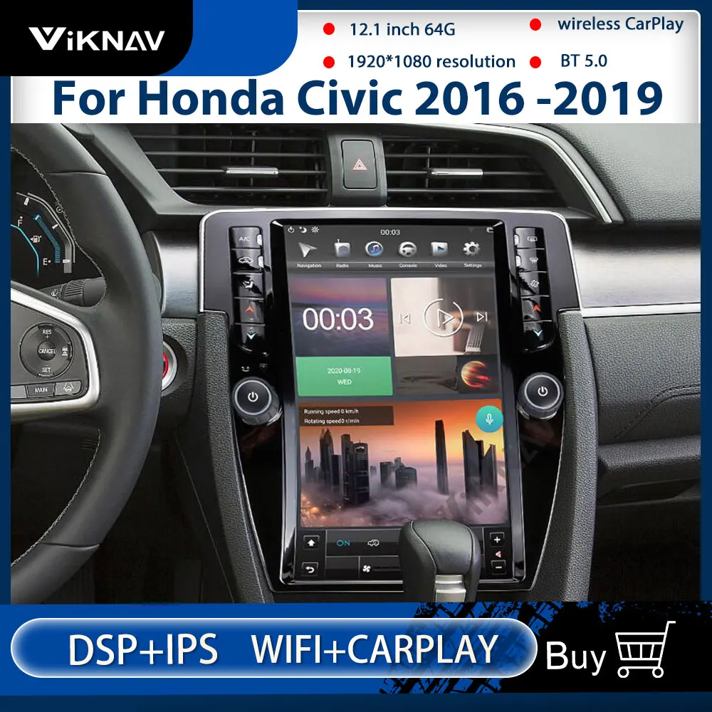 Автомобильный радиоприемник на Android для Honda Civic 12 1-2016 с экраном 2019 дюйма