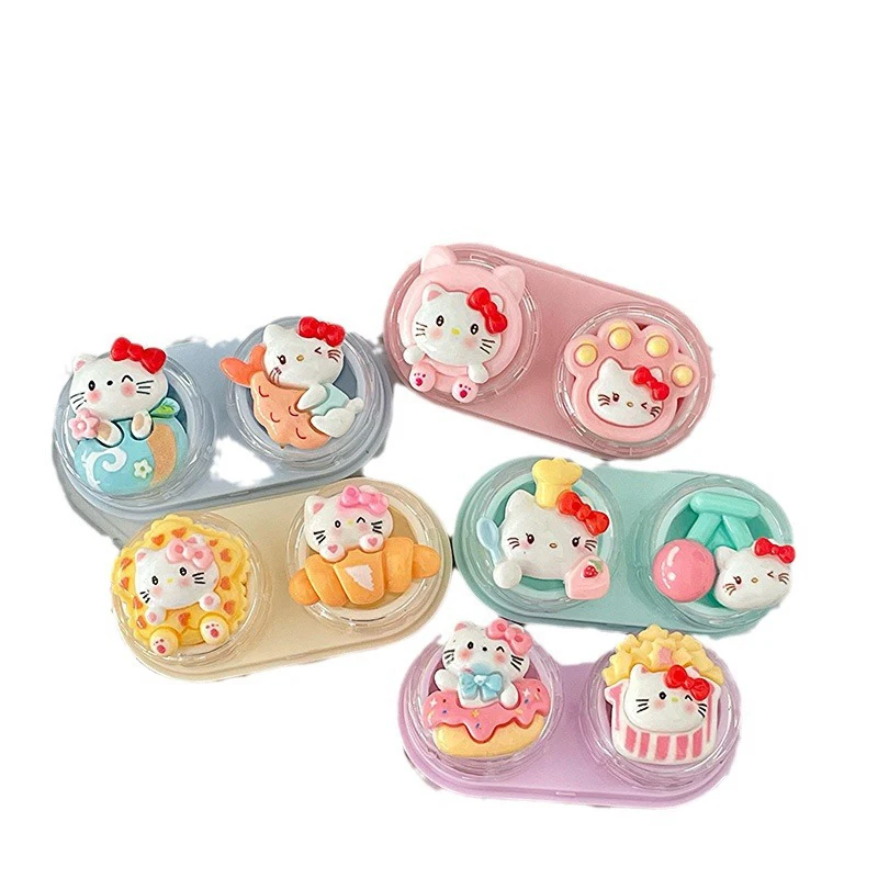 Милый чехол для контактных линз Hello Kitty Sanrio Kt Cat портативная коробка красоты