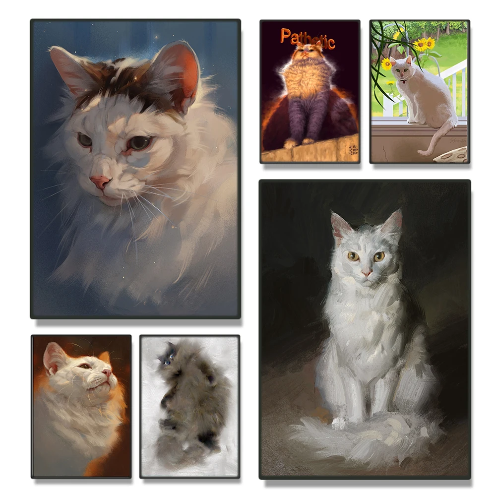 

Плакаты с милыми кошками для домашних животных, настенные художественные картины на холсте, современные Портретные картины с животными для гостиной, детской комнаты, домашний декор, картины