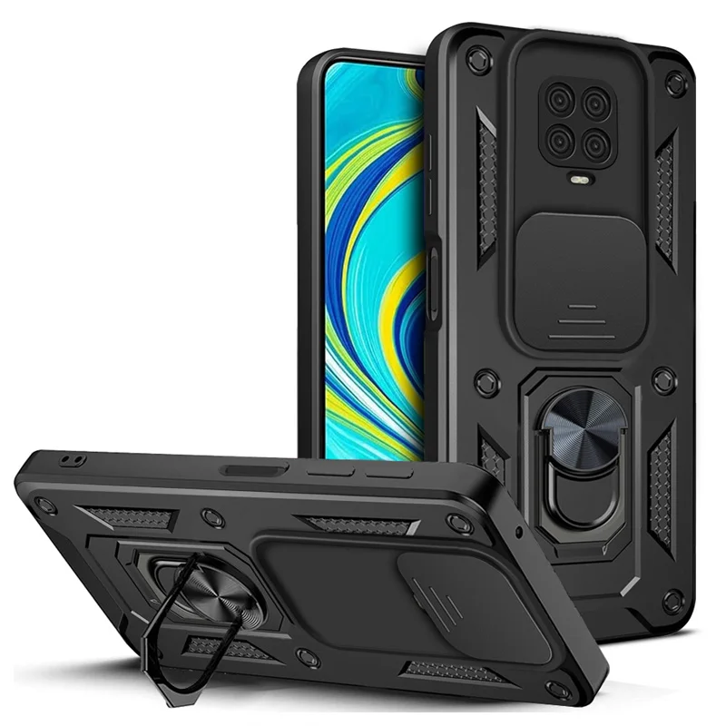 

For Xiaomi Redmi Note 9 Pro Case Car Magnetic Holder Ring Stand Slide Camera Shockproof Armor Cases For Redmi Note 9S Back Cover