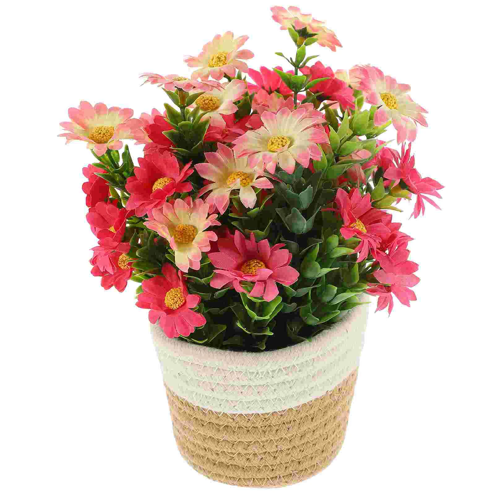 

Decor Lifelike Potted Plants Fake Bouquet Ornaments Small Bonsai Woven Rattan Faux Simulation