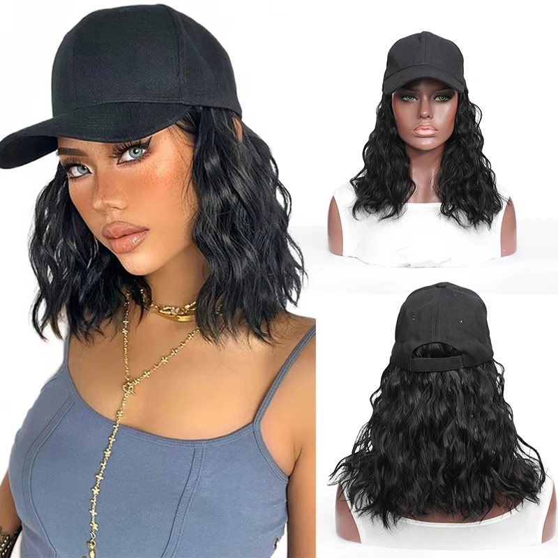 Коротковолновая бейсболка парик с вьющимися волосами синтетический волнистый
