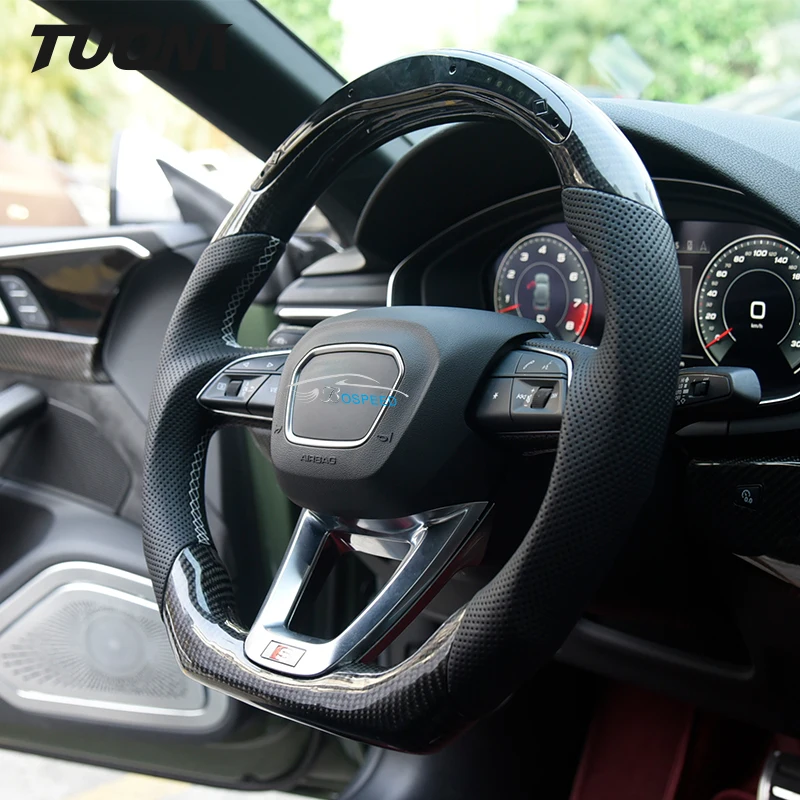 

Carbon Fiber Steering Wheel With Black Perforated Leather LED For Audi A6 A7 A8 Q2 Q3 Q5 Q7 RS3 RS5 RSQ8 SQ5 B9.5 B9 Custom