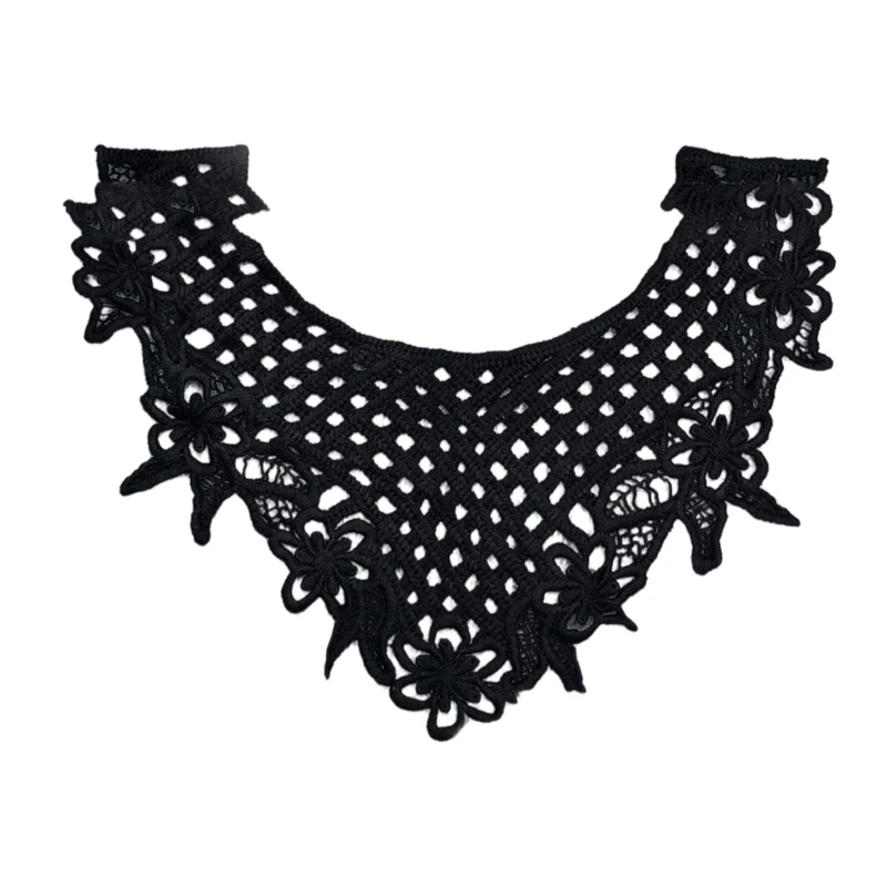 

Q39C Detachable Blouse False Crochet Collar Hollow out Flower Milk Silk Fake Collar