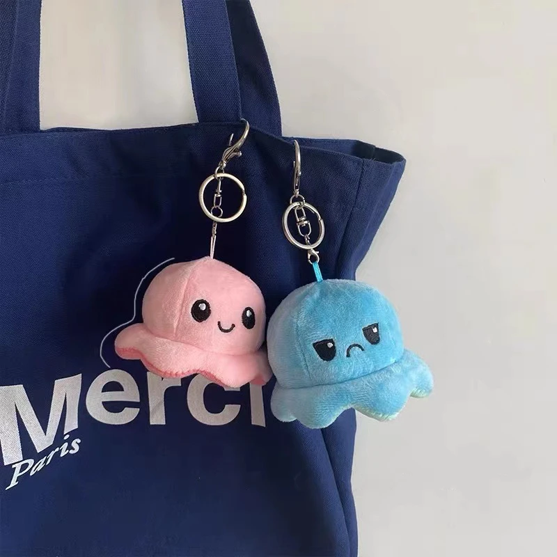 New Cute Octopus Plushie Keychain Color And Expression Variable Cartoon Animal Soft Stuffed Doll Bags Pendant Car Key Ring images - 6
