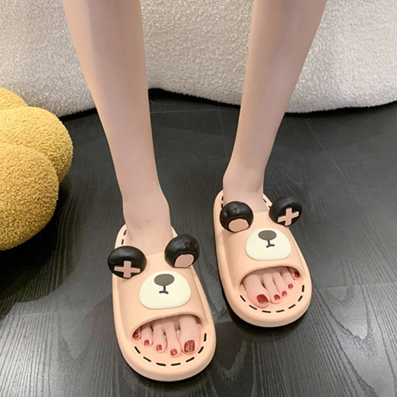 Women's Indoor Non-slip Slippers Sweet Bear pattern Couple Home Slides EVA Soft Sole Light 2023 Summer New Lovers Leisure Shoes
