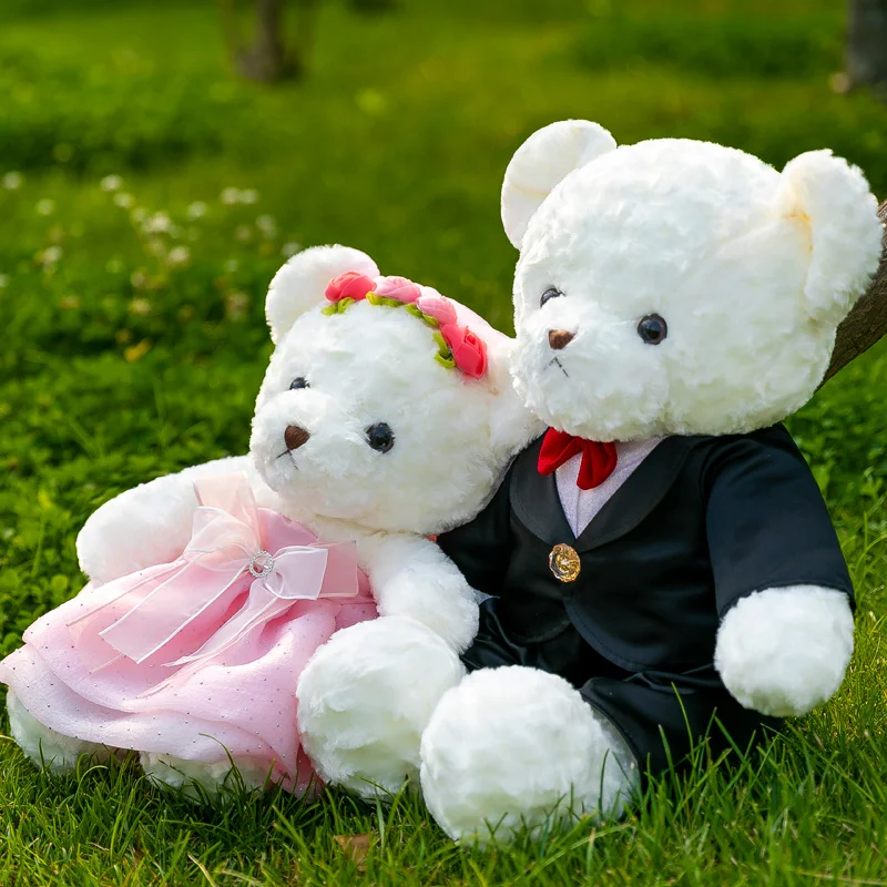 

Плюшевый медведь, милая пара свадебных игрушек, плюшевые куклы, подарок на день рождения и Рождество, для маленьких девочек, 45-75 см