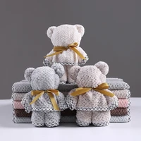 3pc 34x75cm coral velvet fleece bear absorbent face hand towel wedding business holiday gifts bathroom towels bridesmaid gift