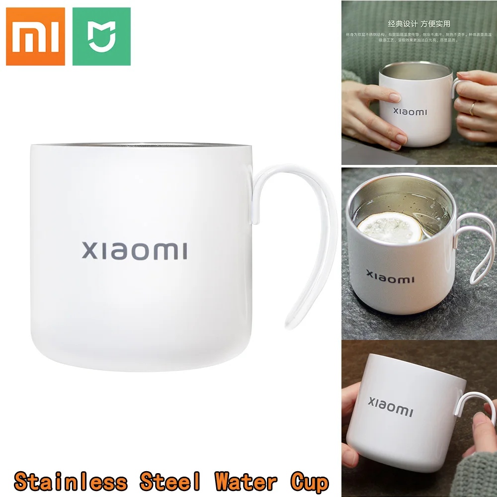 

Xiaomi Mijia Custom Mug 400ml Stainless Steel Mugs White Double Insulated Cups Milk Bottle Resistant Hot Cold Usages Travel